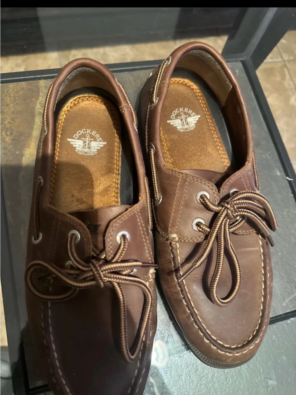 Dockers Men's Brown Leather Moc-Toe Boat Shoes